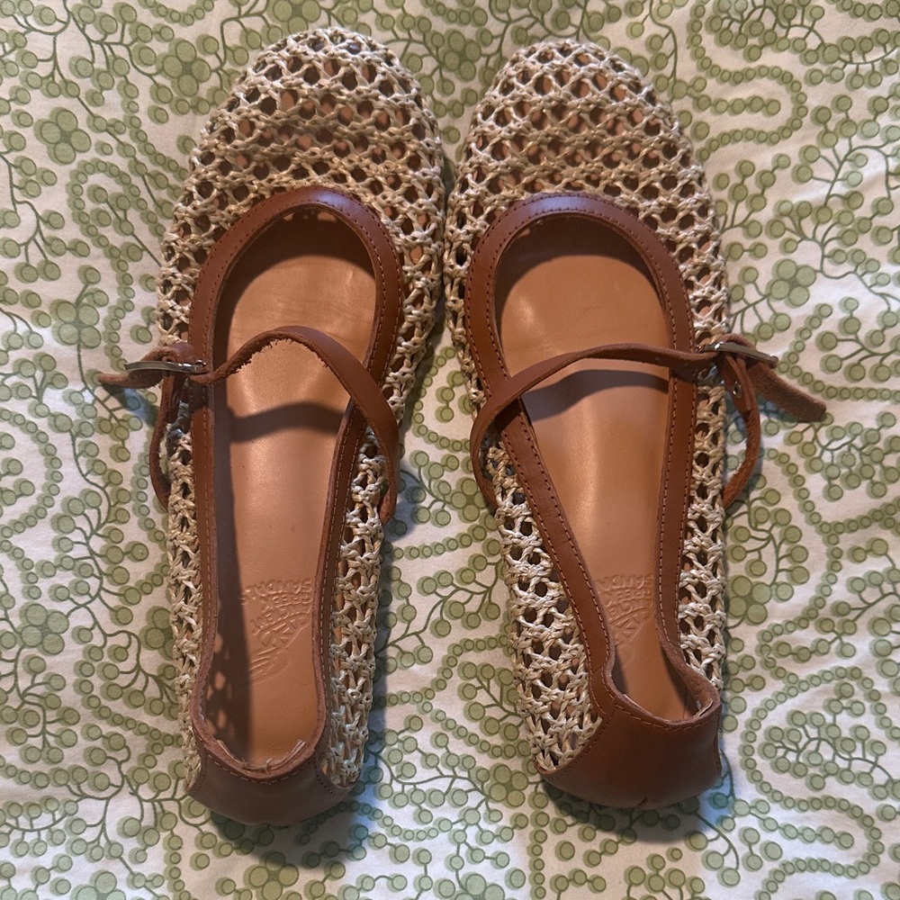 Ancient Greek Sandals Brown and Cream Flats